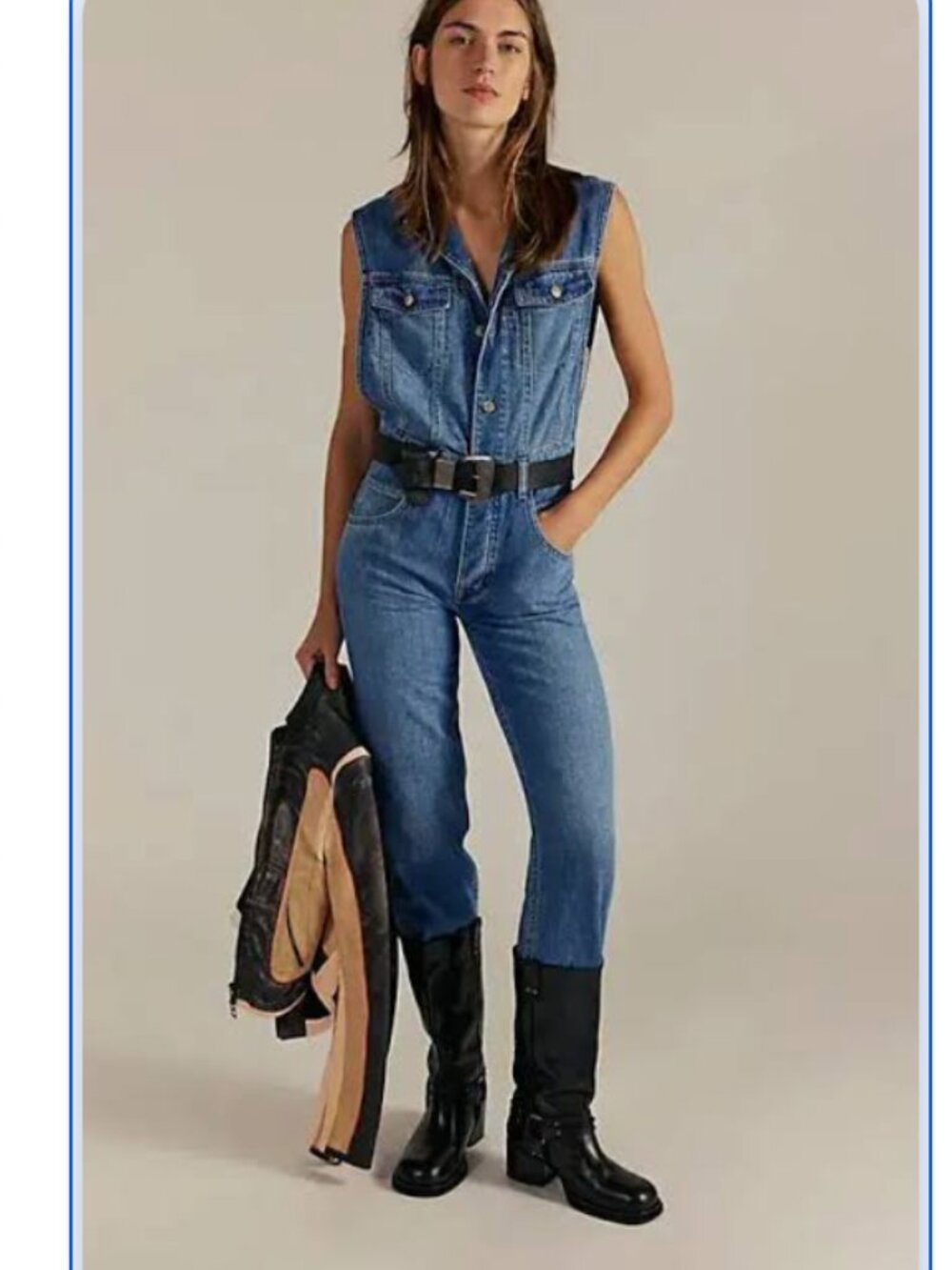 Free People Bea Blue denim jumpsuit-30